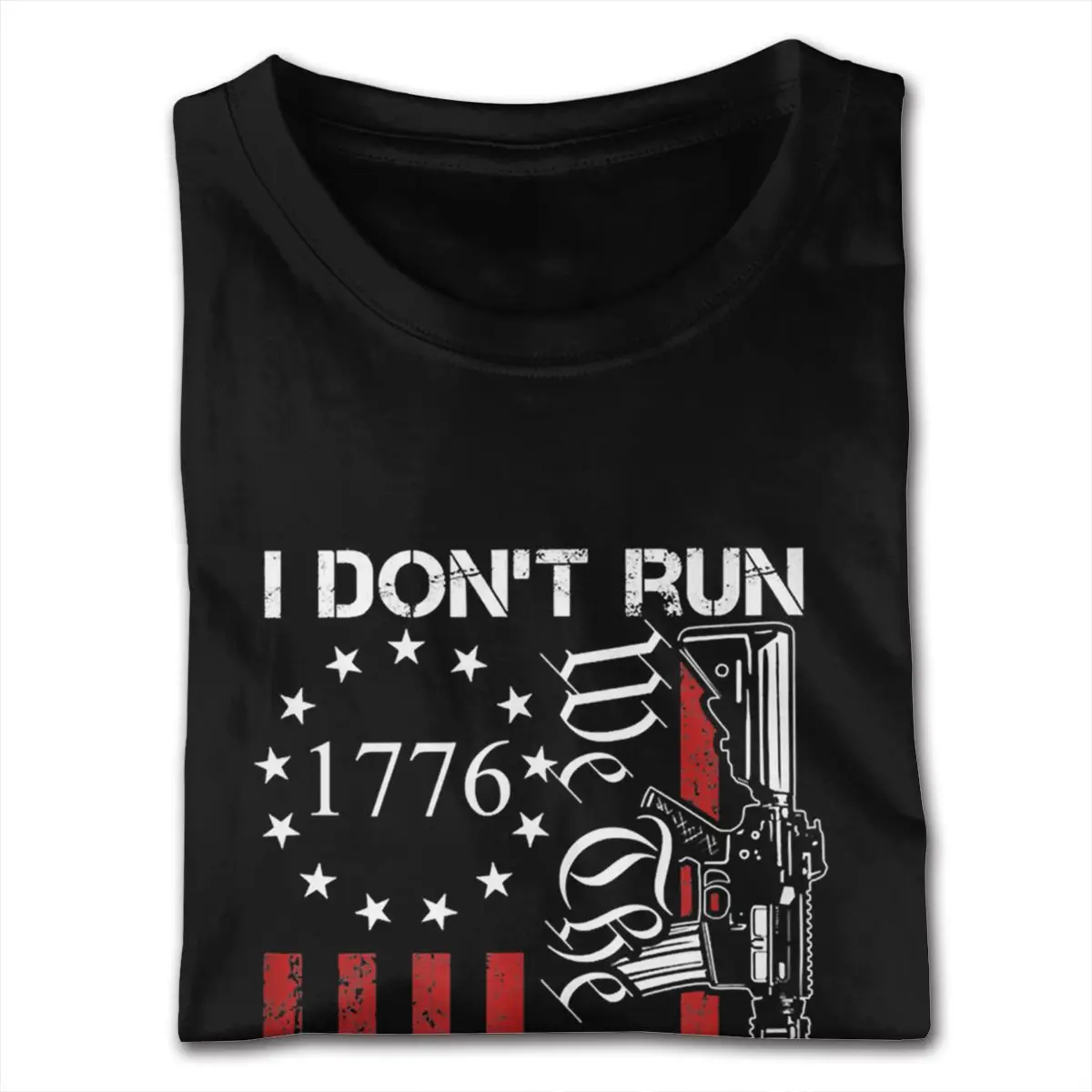 I Don't Run I Reload Usa We The People Ar15 Funny Gun Shirt Men's Graphic Custom Short Sleeve Full Cotton Black Crew Shirts