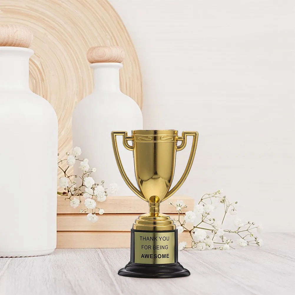 3Pcs Plastic Tiny Golden Trophy Cups For Sports Events Party Award Trophies Classroom Decor Graduation