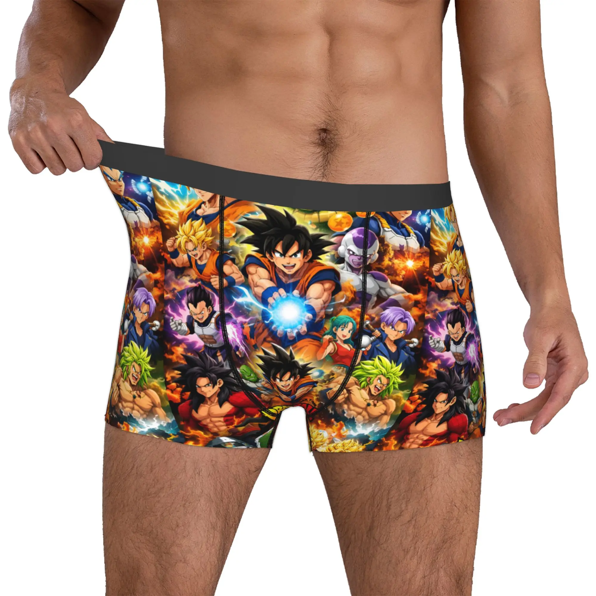 Maßgeschneiderte DBZ Goku Japan Comic Boxershorts für Männer, 3D-Druck, Son Goku Manga-Unterwäsche, Slips, atmungsaktive Unterhosen