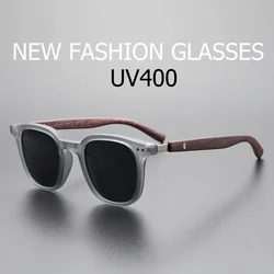 Unisex Fashion New Square Sunglasses Vintage Outdoor Ultralight Sunshade Glasses Men Women Large Wooden Frame UV400 Eyewear