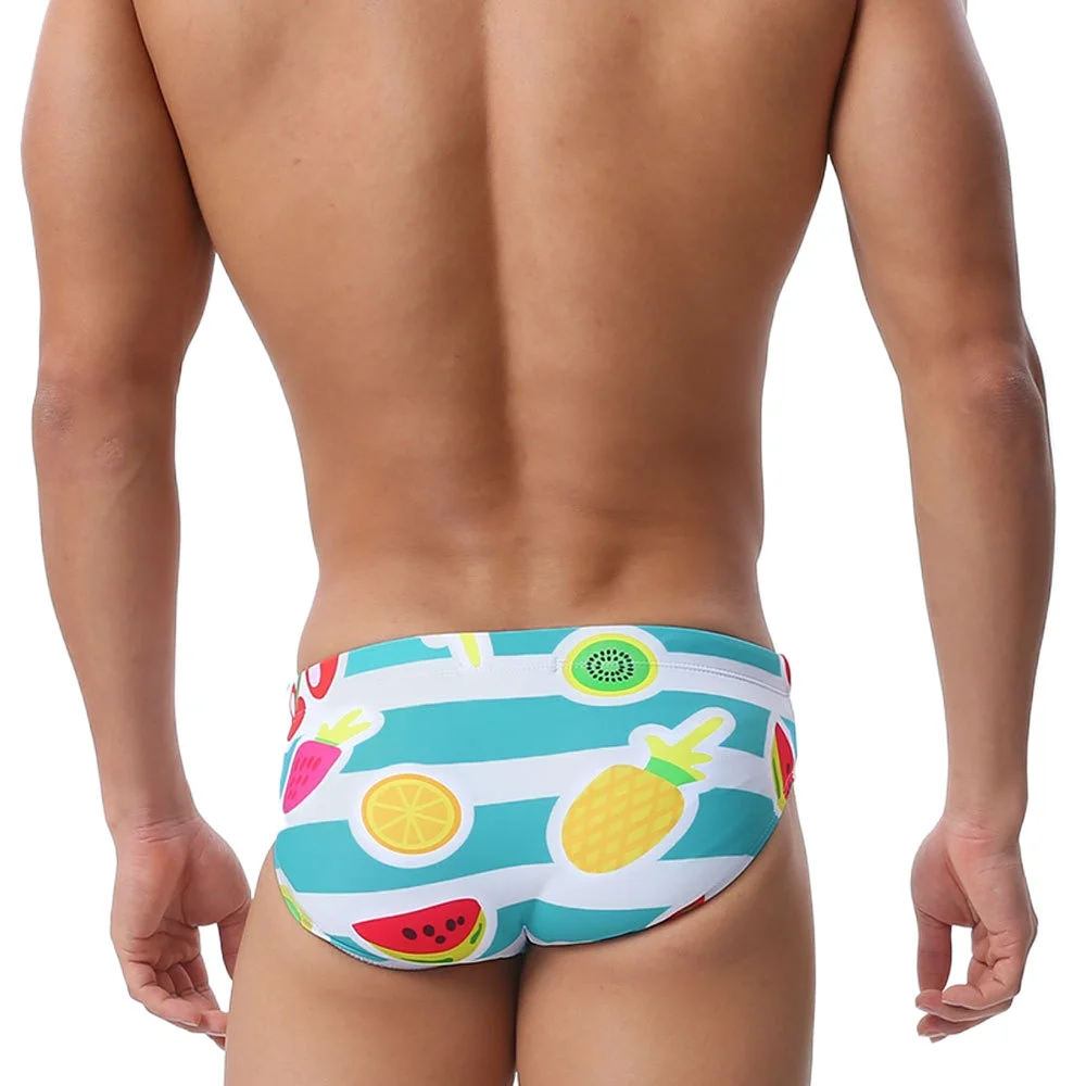 Fashion Fruit Swimwear Bikini Swim Wear Men Swimming Briefs Trunks Sexy Push Up Pouch Swimsuit Man Beach Surf Sport Bathing Suit