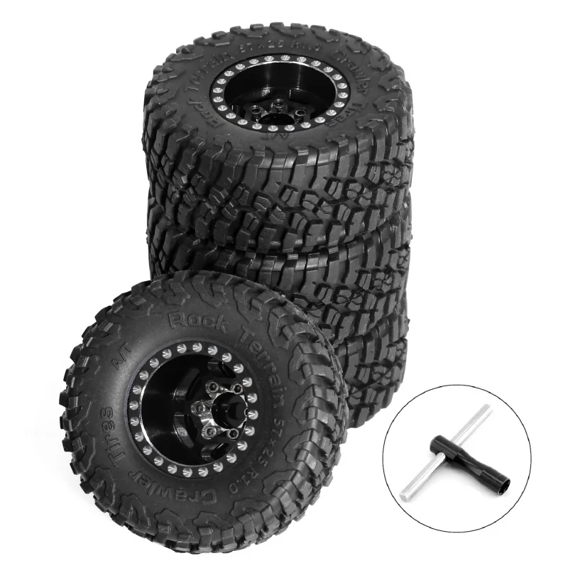 عجلات وإطارات Beadlock RC مقاس 1.0 بوصة لزاحف 1/18 TRX4M، 1/24 SCX24 RC، إطارات Beadlock 1.0 مع عجلات من سبائك الألومنيوم #5