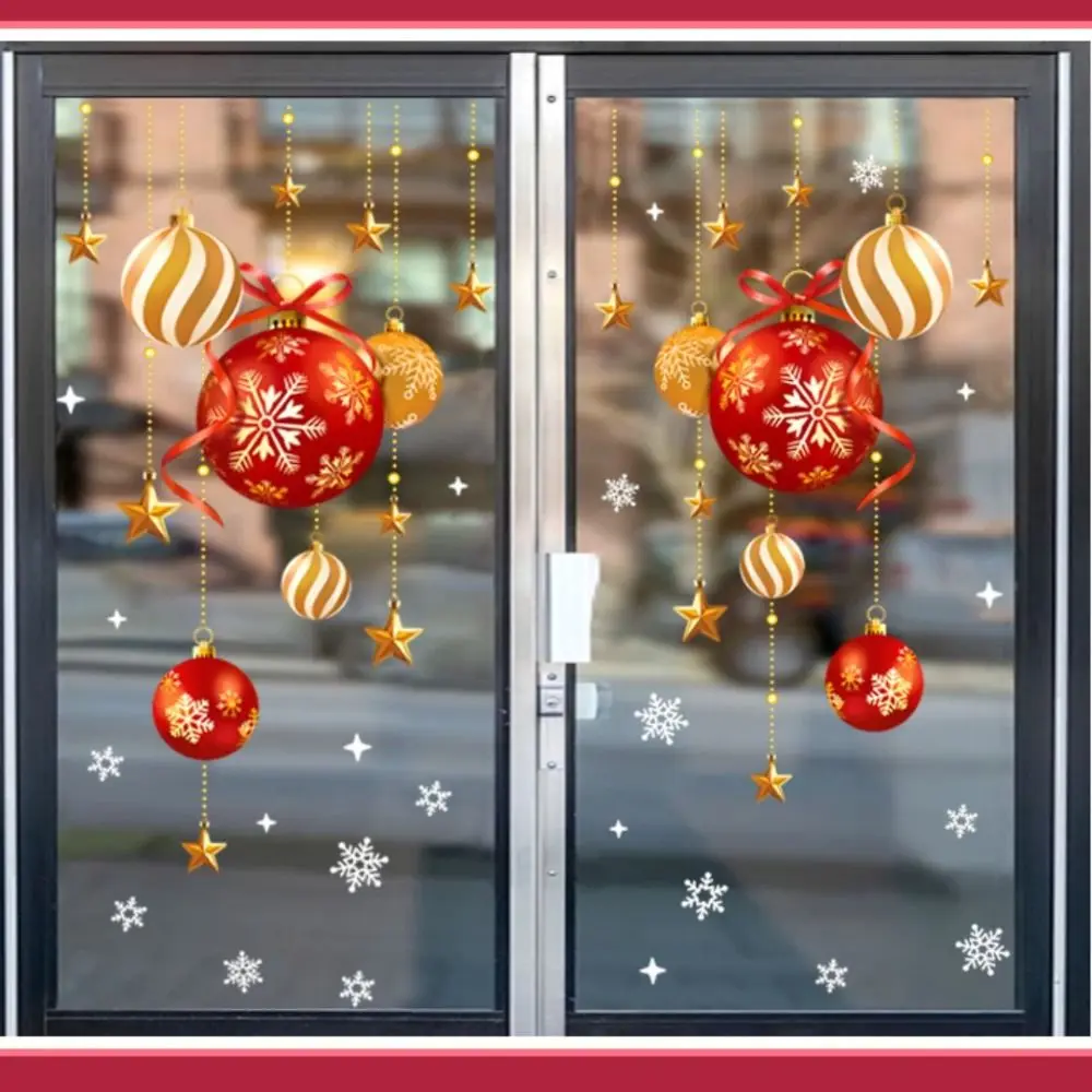 

Colorful Balls Christmas Stickers Snowflakes Decorative Stickers Glass Window Stickers Waterproof Stars