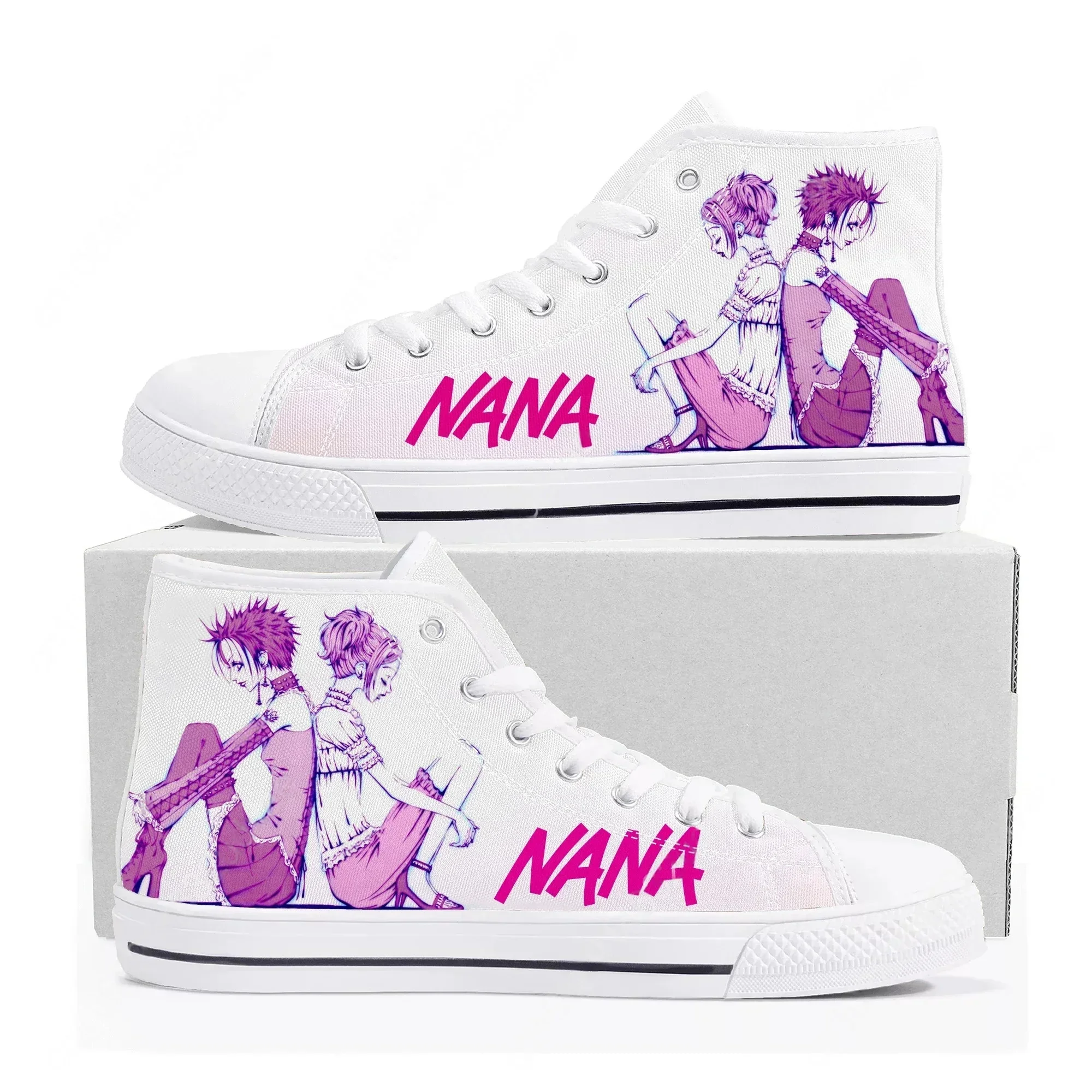 Shoujo Manga NANA Osaki Komatsu Comics Zapatillas altas de lona para hombre y mujer, zapatos informales para parejas, zapatos personalizados