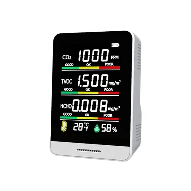 

Indoor PM2.5 CO2 Formaldehyde Temperature and Humidity Air Quality Pollution Monitor Detector