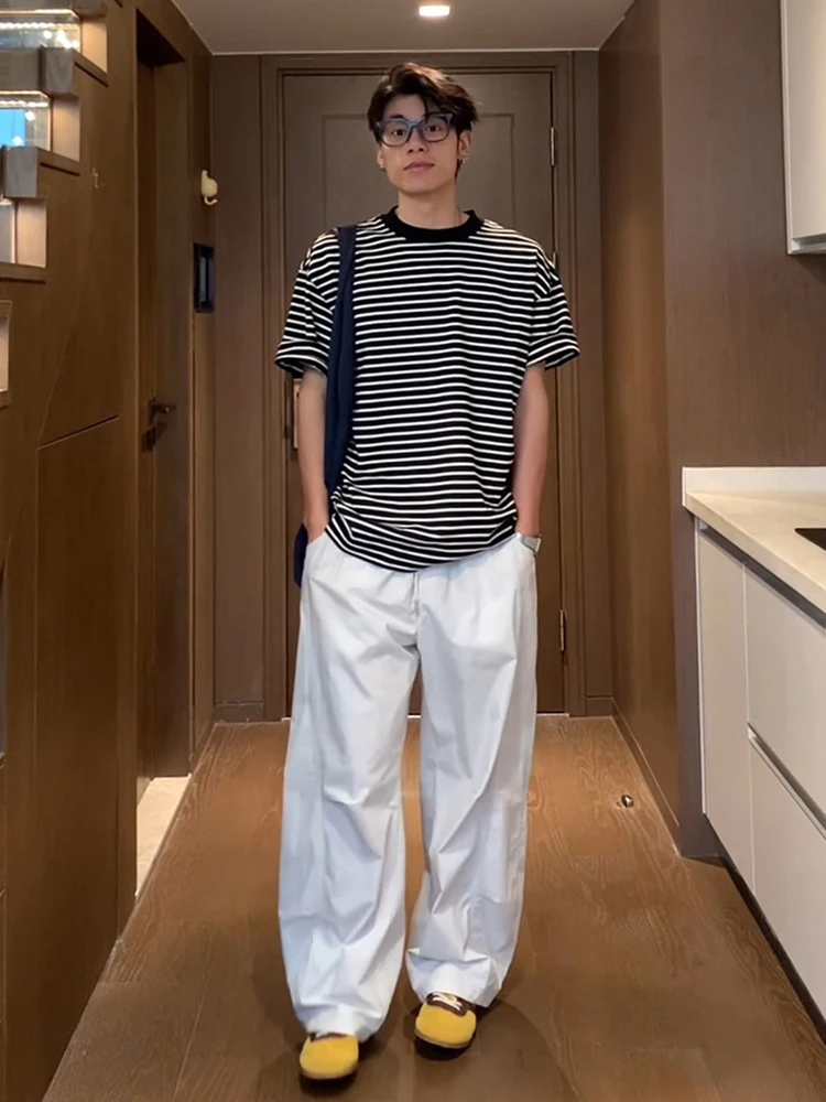 American Sle Qui Dry White Wide Leg Pants Men's Summer Straight Ice Silk Cool Feeling Loose Sunade Soldier Workwear