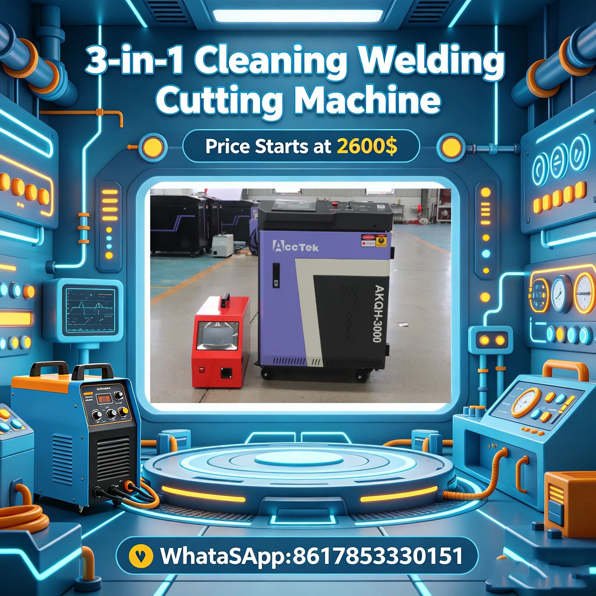 

Water Cooling Handheld 3-in-1 1500W Laser Welder Machine Fiber Laser Source Raycus Max BTW Metal Welding