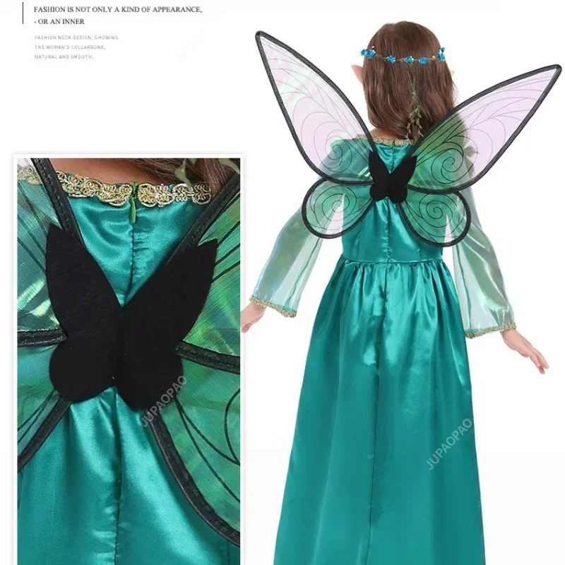 Elves Halloween Fairy Tale Green Dress Set Forest Fairy Women's Clothing Carnival Clothing Women's Clothing Stage Play Perform