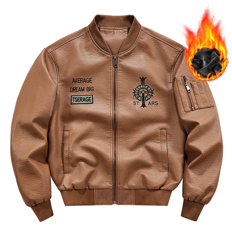 

Новый стиль, большие размеры, осенне-зимняя мужская мотоциклетная куртка с вышивкой, повседневная удобная и модная куртка из искусственной кожи