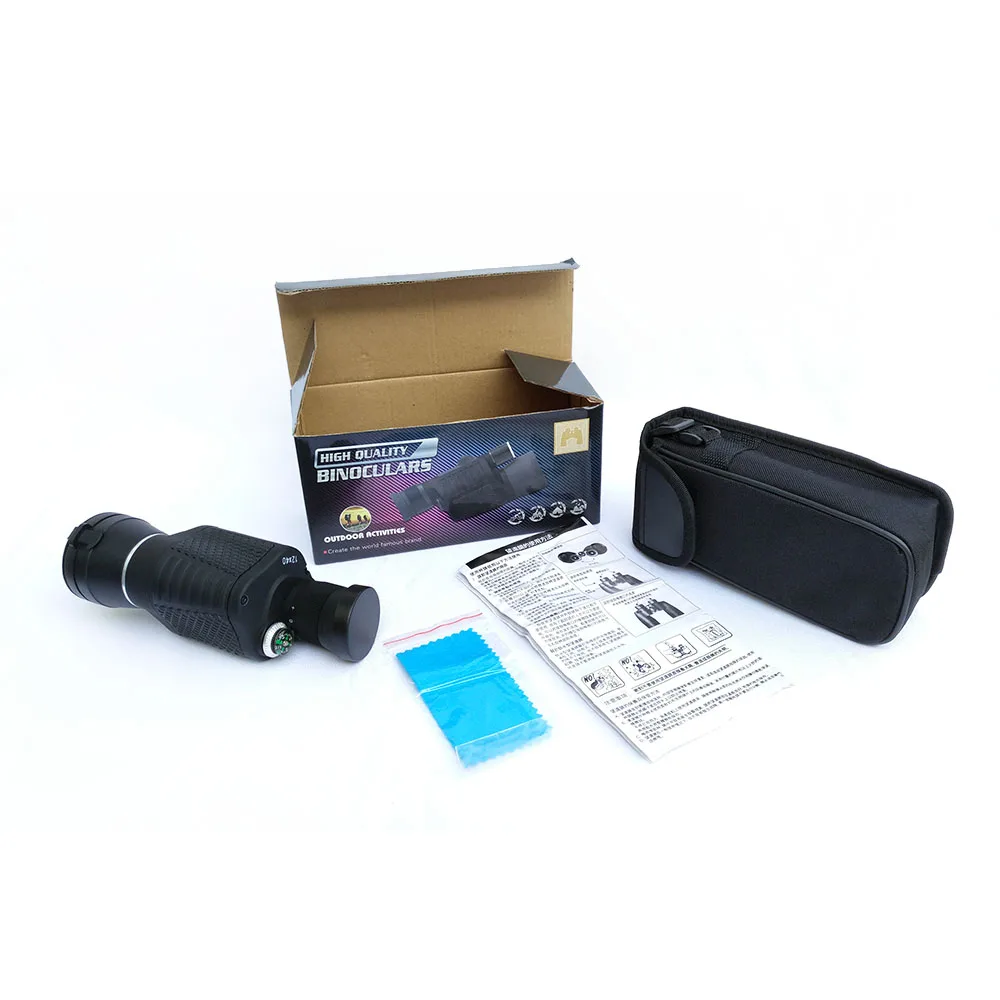 TONTUBE Black High Definition FMC Monocular Telescope 12x40 Light Compass for Outdoor Travel