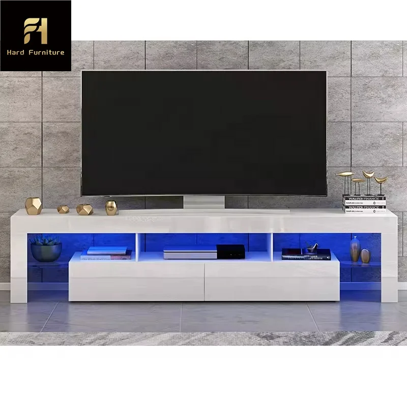 

High End Wood LED High Gloss Doors Living Room TV Stand Elegant Drawer TV Cabinet