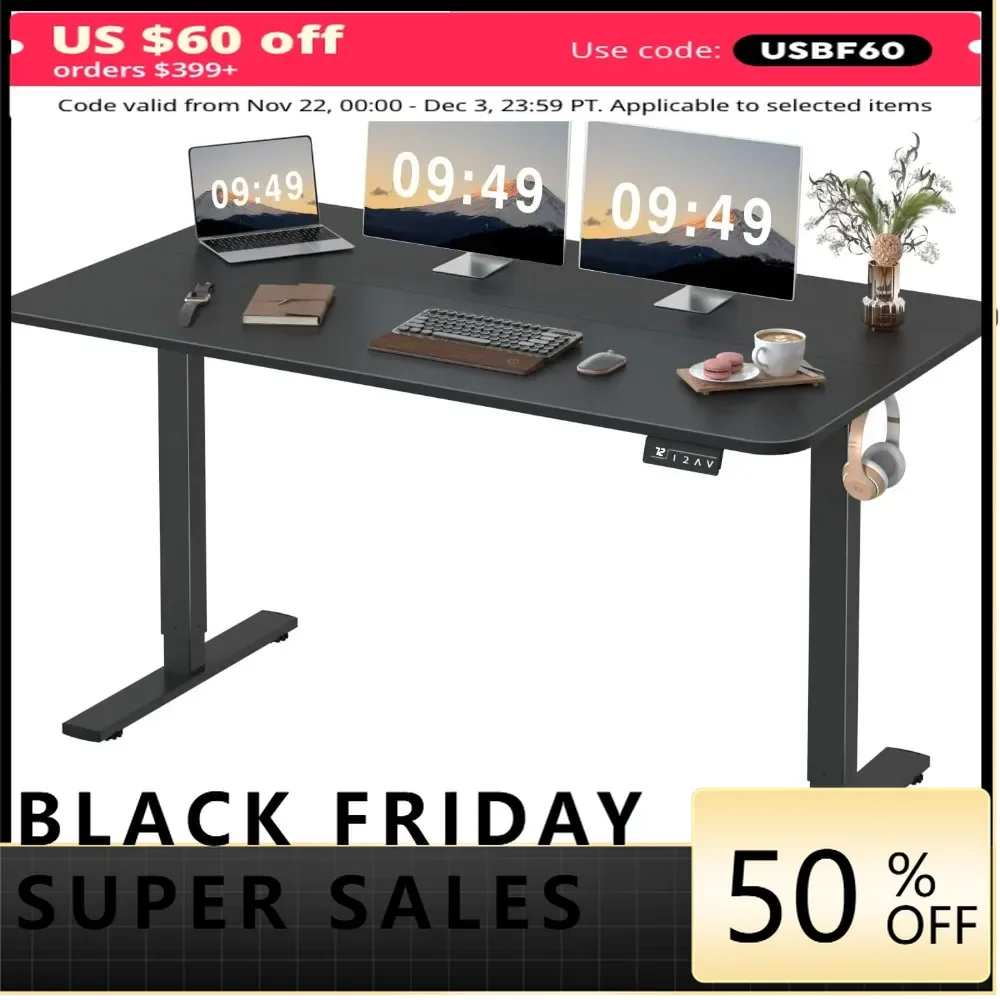 

Electric Height Adjustable Standing Desk Large 48 x 24 Inches Sit Stand up Desk Home Office Computer Desk Memory Preset