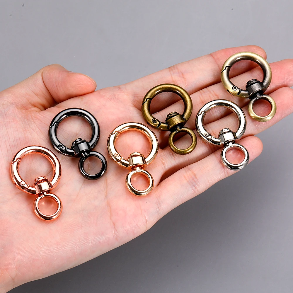 5pcs DIY Key Chain Accessories Zinc Alloy Clamp Carabiner Split Ring Keychain Rotating Keychains Lobster Lock Clip Spring Buckle