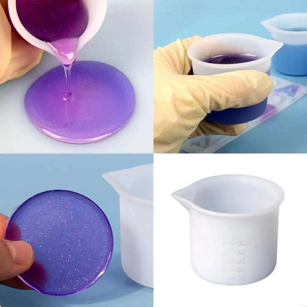  Silicone Measuring Cup,Nonstick Reusable Silicone Mixing Pouring Cup for Crafts