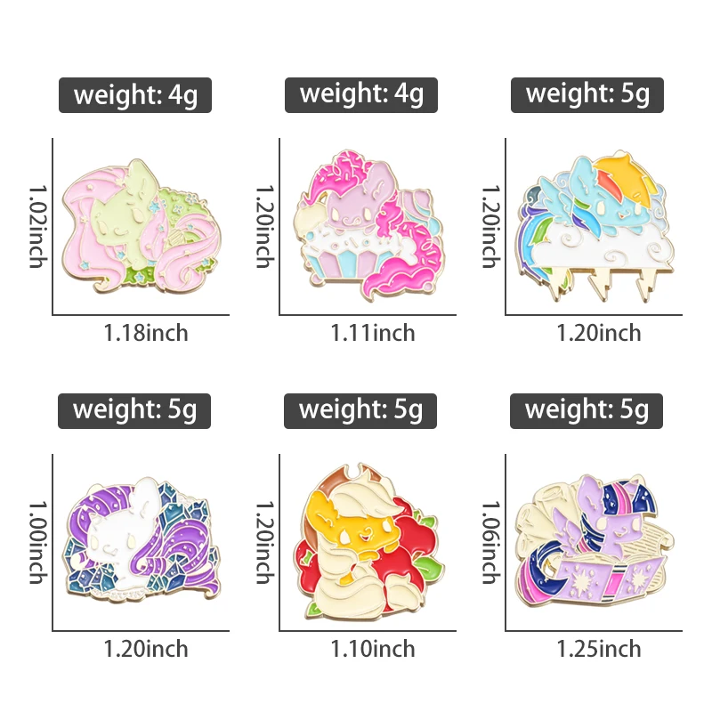 Little Horse Enamel Pins Custom Colorful Hair Brooches Lapel Badges Cartoon Animal Funny Jewelry Gift for Kids Friends