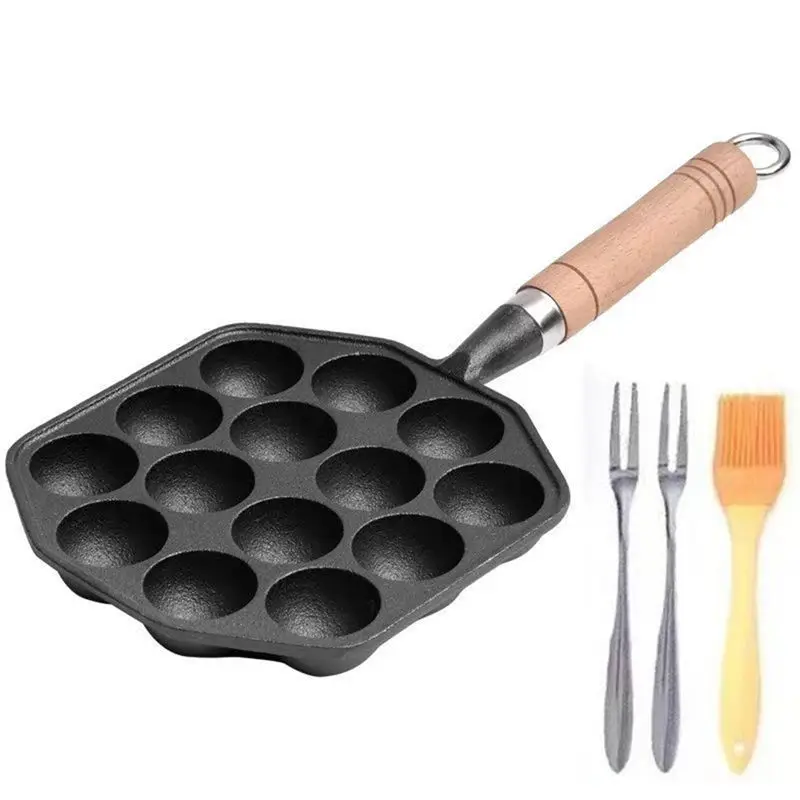A76I-14Holes Non Stick Takoyaki Maker Octopus Ball Maker Octopus Baking Machine Home Cooking Baking Forms Mold Tray Kitchen
