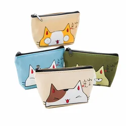 Cute Cartoon Cat Canvas Coin Purse Zipper Coin Bag Key Money Pocket Women Men Coin Purse Small Wallet Kid Gifts Pouch