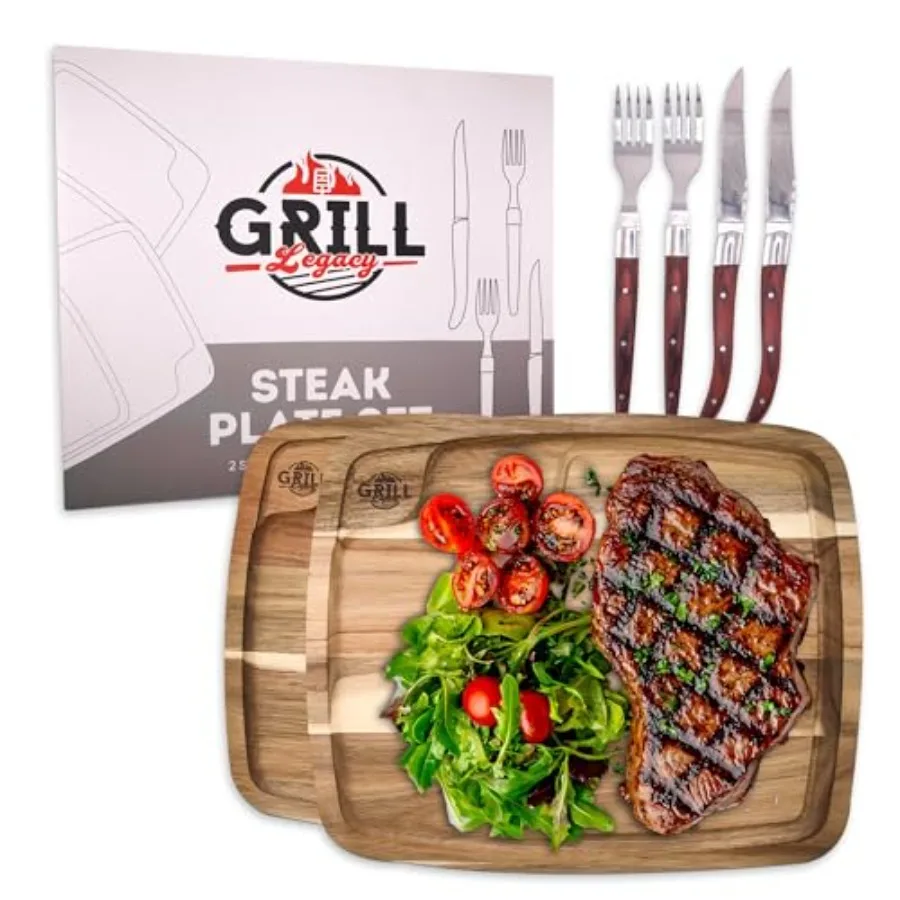 

Набор деревянных тарелок для стейка Grill Legacy, 2 шт. - Полный комплект тарелок для стейка с премиальными ножами и вилками для стейка - Идеальный вариант.