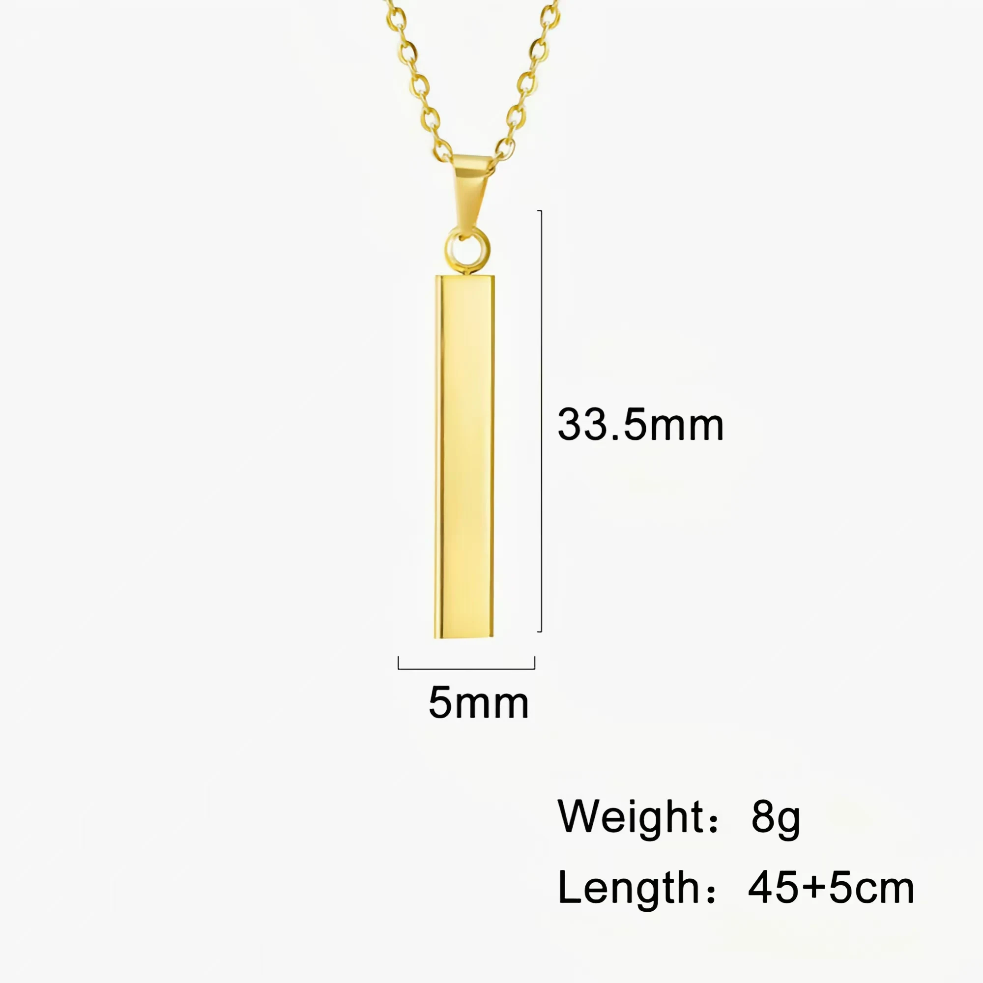 European and American simple three-dimensional hip hop square strip stainless steel pendant necklace tiki Valentine's Day gift