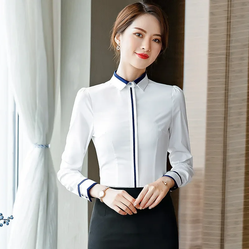 

Plus Size Fashion Women Shirt 2025 OL Women Clothing Business Wear Long Sleeved Shirts Work Clothes OL White Shirt Blouse Women