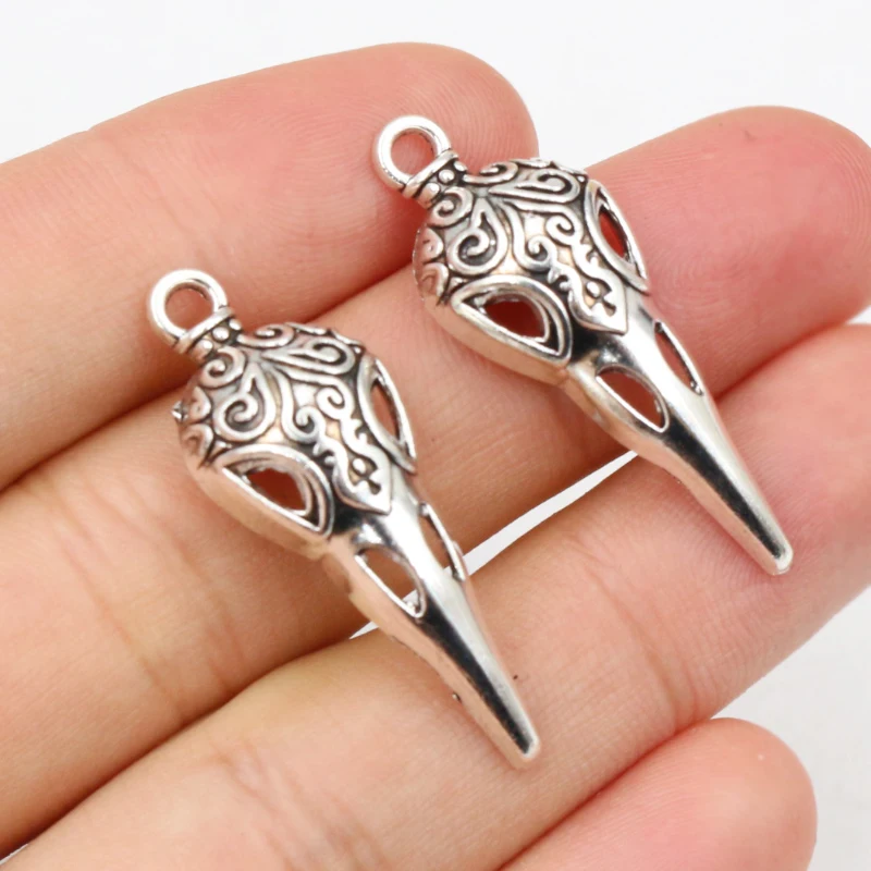 15pcs 35x13mm Antique Silver Plated Bird Skull Skeleton Chrams Metal Alloy Pendant DIY Charms DIY Jewelry Making Findings