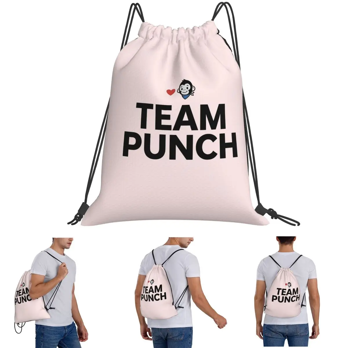 

Team Punch Bold Support Design Backpacks Multi-function Drawstring Bundle Pocket Sports Bag Book Bags for Travel School