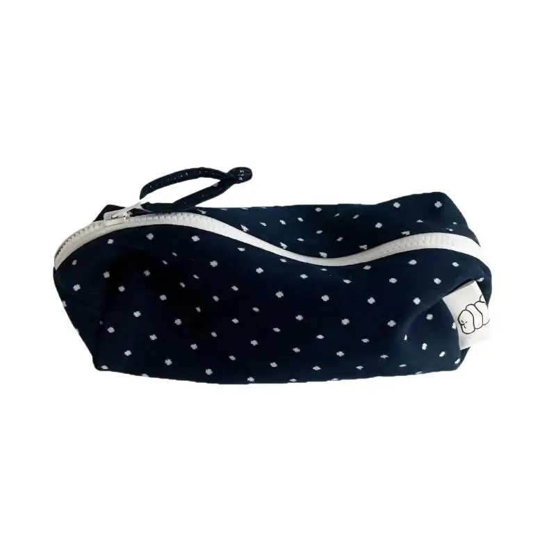 Tragbare Stoff-Stiftetasche für Schüler, Stiftetui mit Punktmuster, großes Fassungsvermögen, modischer Organizer für Schreibwaren, Kosmetiktasche. – Detail 6