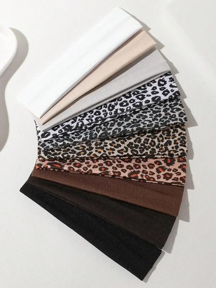 

3pcs Women Leopard Print Elastic Headbands Sweat Absorbent Hair Accessories For Sports Casual Daily Wear