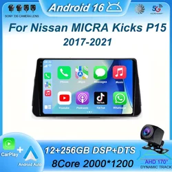 Android 16 Carplay Auto For Nissan MICRA Kicks P15 2017 2018 2019 2020 2021 Car Radio Multimedia Video Player Navigation Stereo