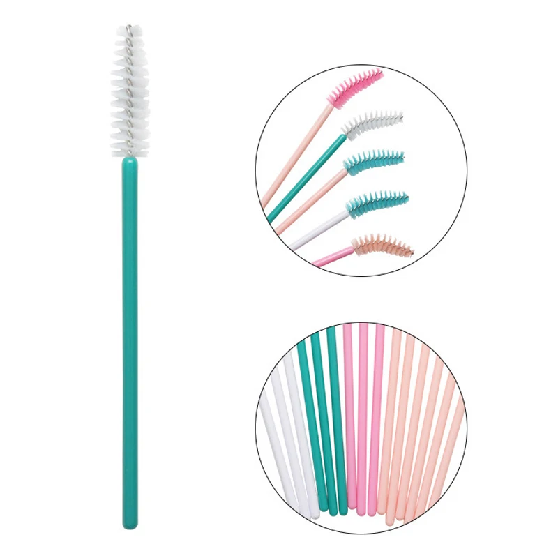 50Pcs New Eyelash Brushes Disposable Professional Mascara Stick Applicator Spiral Brush Portable Eyebrow Brush Makeup Tools