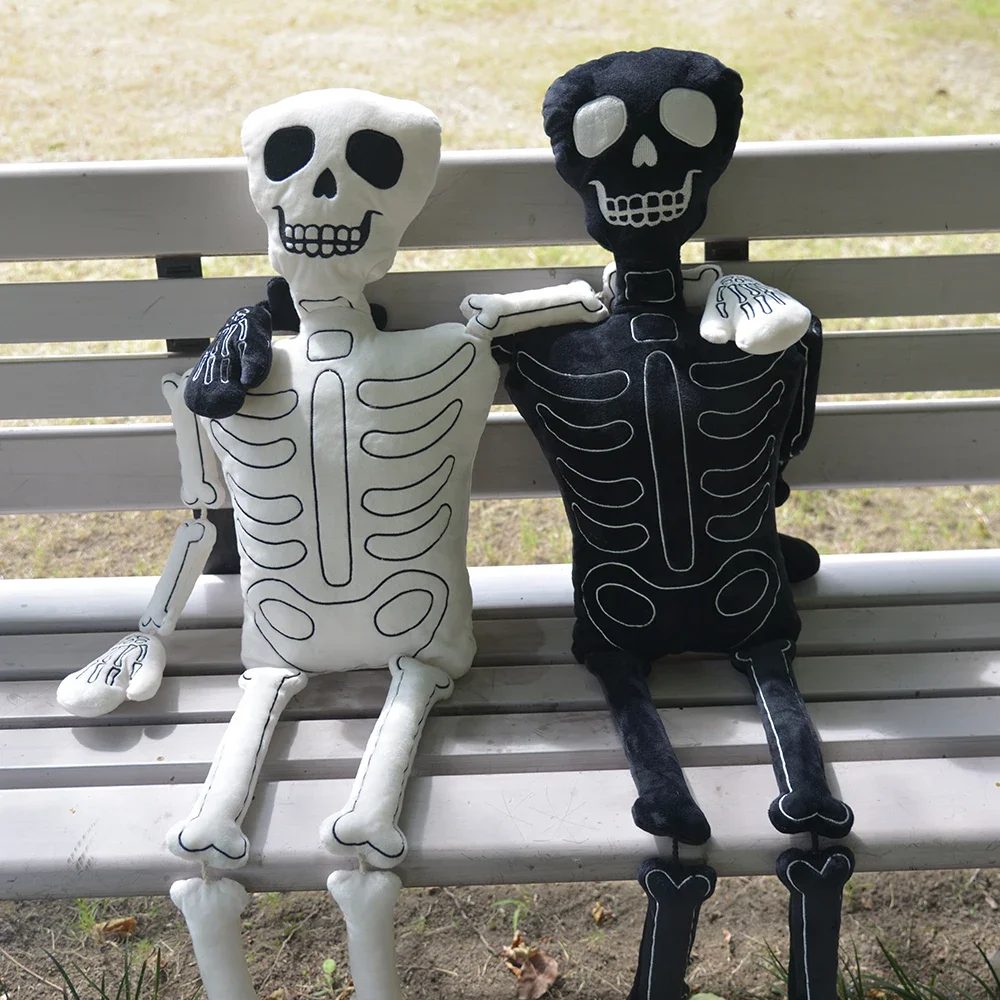 Halloween Horror Skull Plush Toys Happy Halloween Plush Fluffy Pillow Dolls Halloween House Door Decoration Stuffed Toy Plushie
