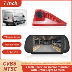 7-inch Car Rearview Mirror Display Screen With Car Brake Light Camera For Renault Master Nissan NV400 Opel Movano Vans 2010-2016