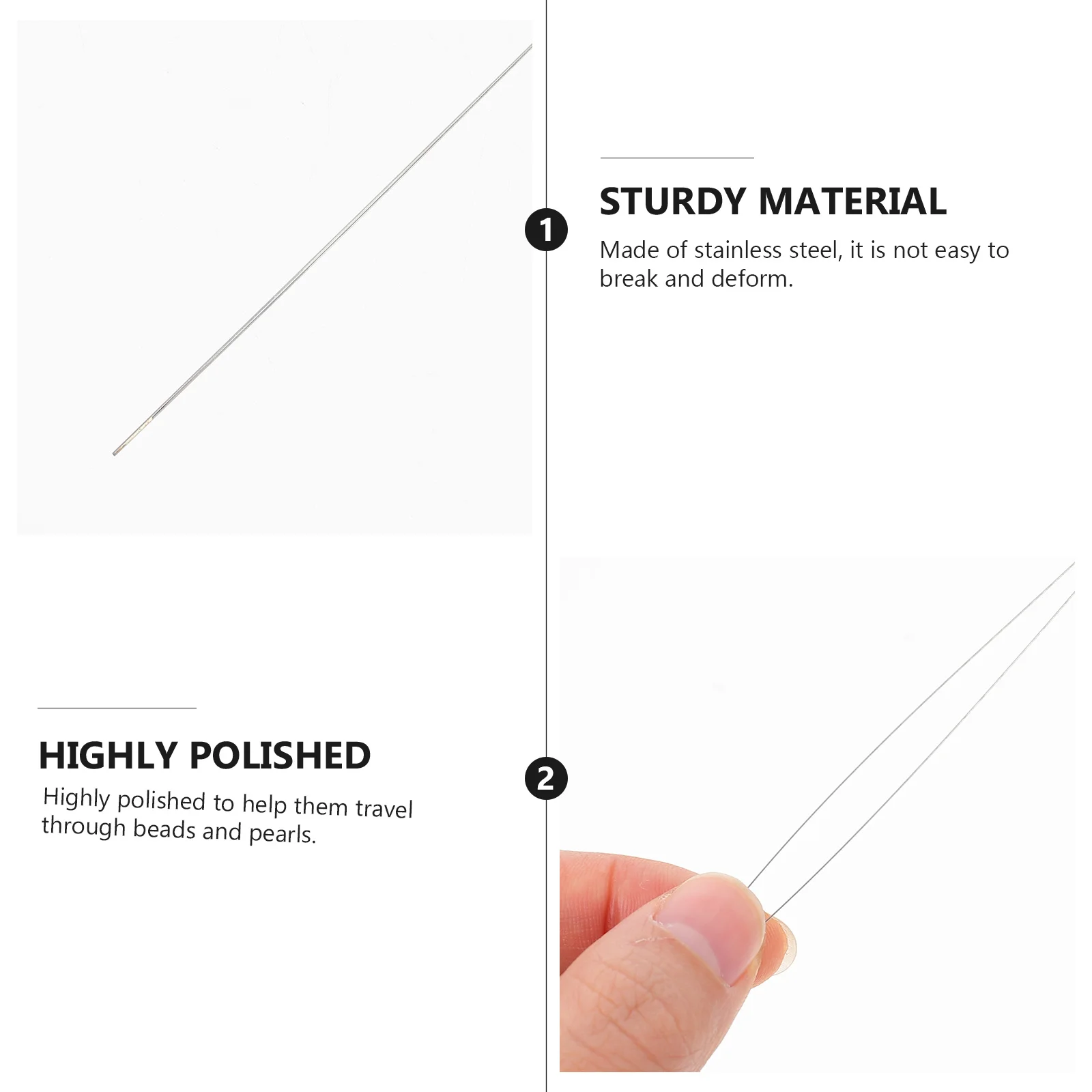 

3Pcs Beading Needles Stainless Steel DIY Craft Tools Portable Jewelry Making Thread Needles for Beads Pearls Stitching Needle