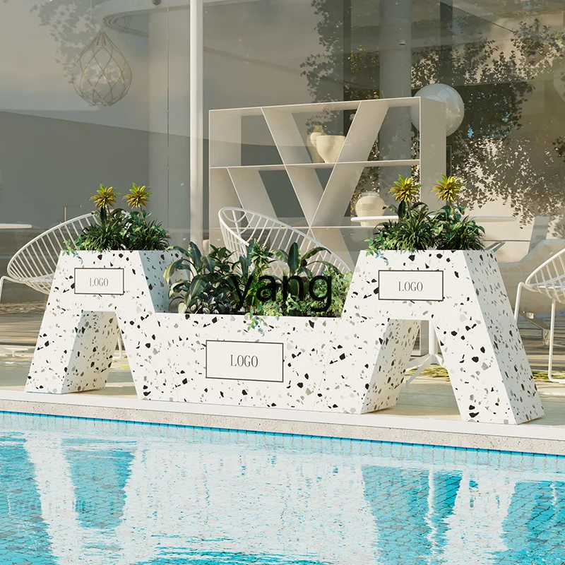 

LCX Imitation Terrazzo Flower Box Set for Restaurant and Milk Tea Shop, Outdoor Fence Flower Bed, Courtyard Flower Bed