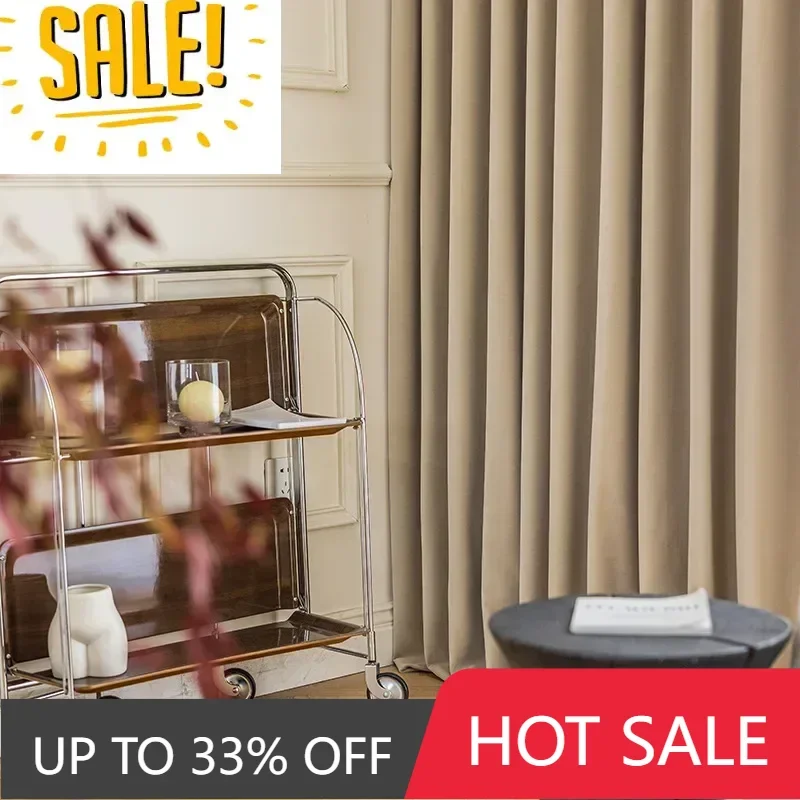 

Custom Size Light Luxury Modern Australian Fleece Curtains for Living Room Bedroom Shading Curtains Velvet Milk Tea Plush Cloth