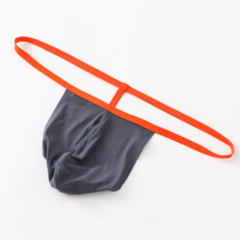 Tanga de Bikini para hombre, ropa interior Sexy con bolsa de bulto de cintura baja, erótica, parte trasera en T