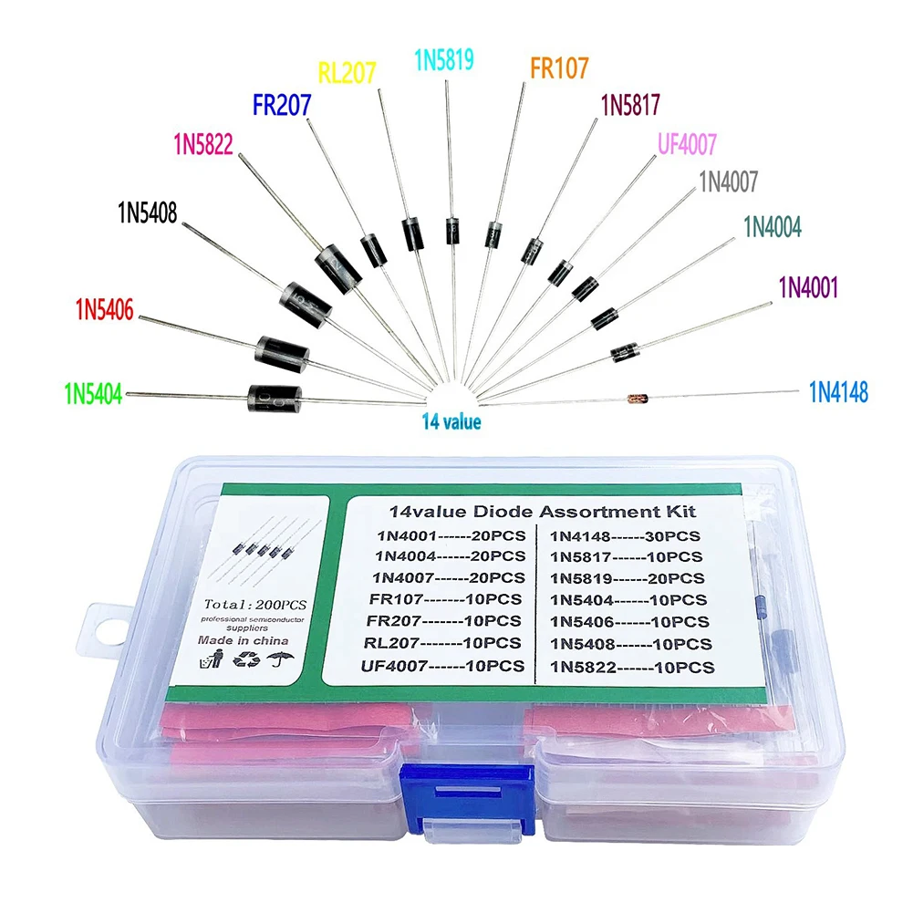 

200PCS 14 Specifications Of Switch Tube Recovery Rectifier Diode Tube Box Rectifier Diode Replacement Accessory New