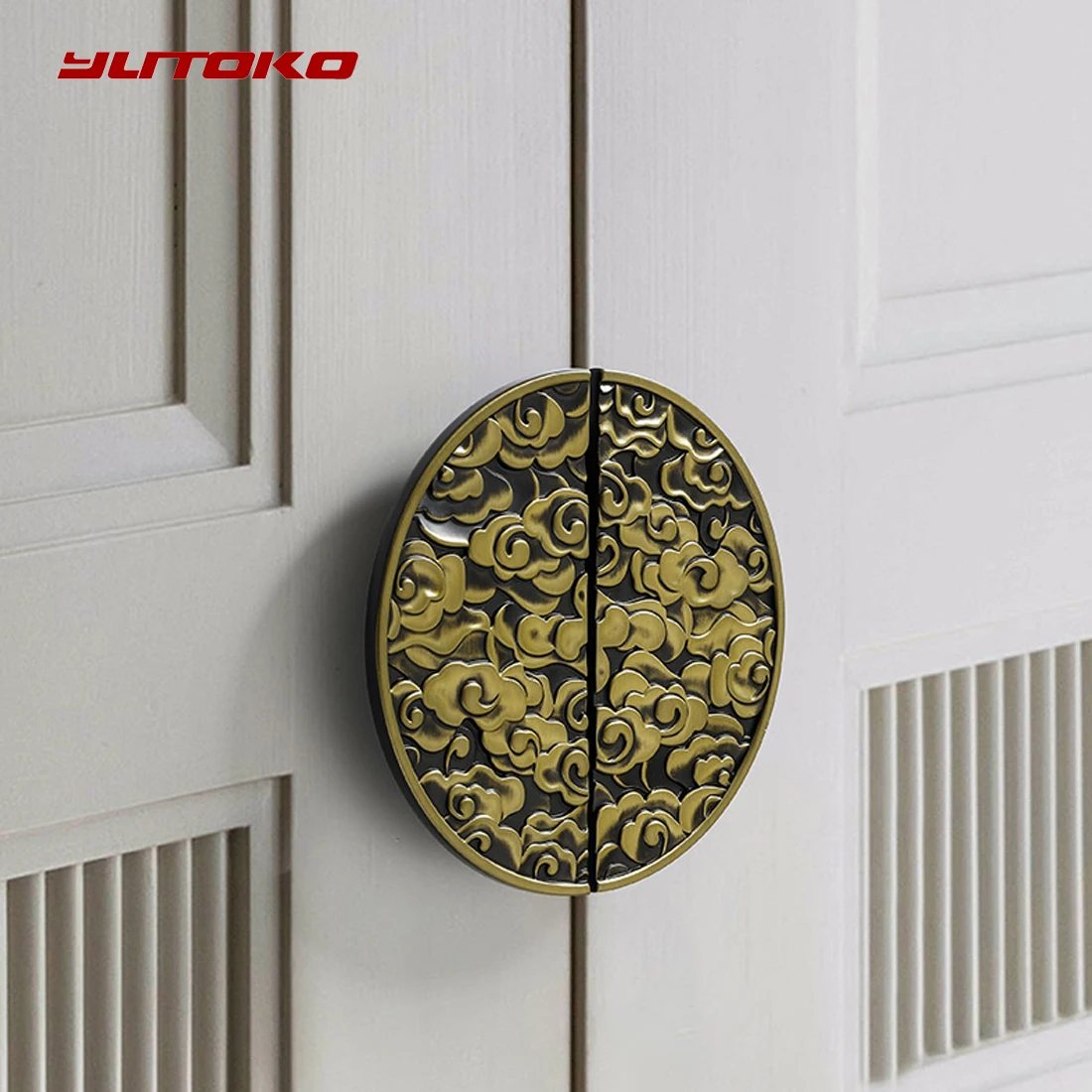 YUTOKO Half Round Wardrobe Handle Gold New Chinese Classical Half Month Style Cabinet Handle Household Drawer Wardrobe Handle