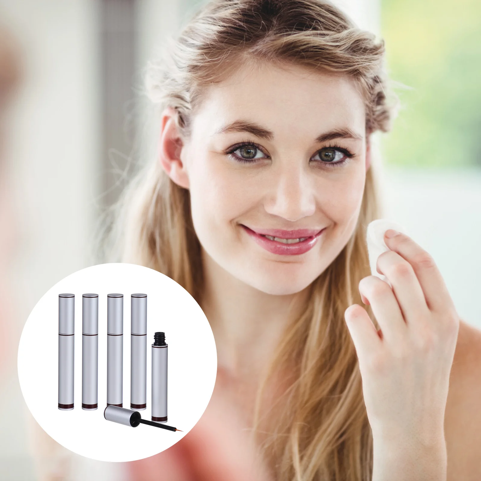 

5 PCS Silver Aluminum Eyelash Growth Serum Tube Portable Mascara Tube Refillable Container for Cosmetics Perfect for Salons