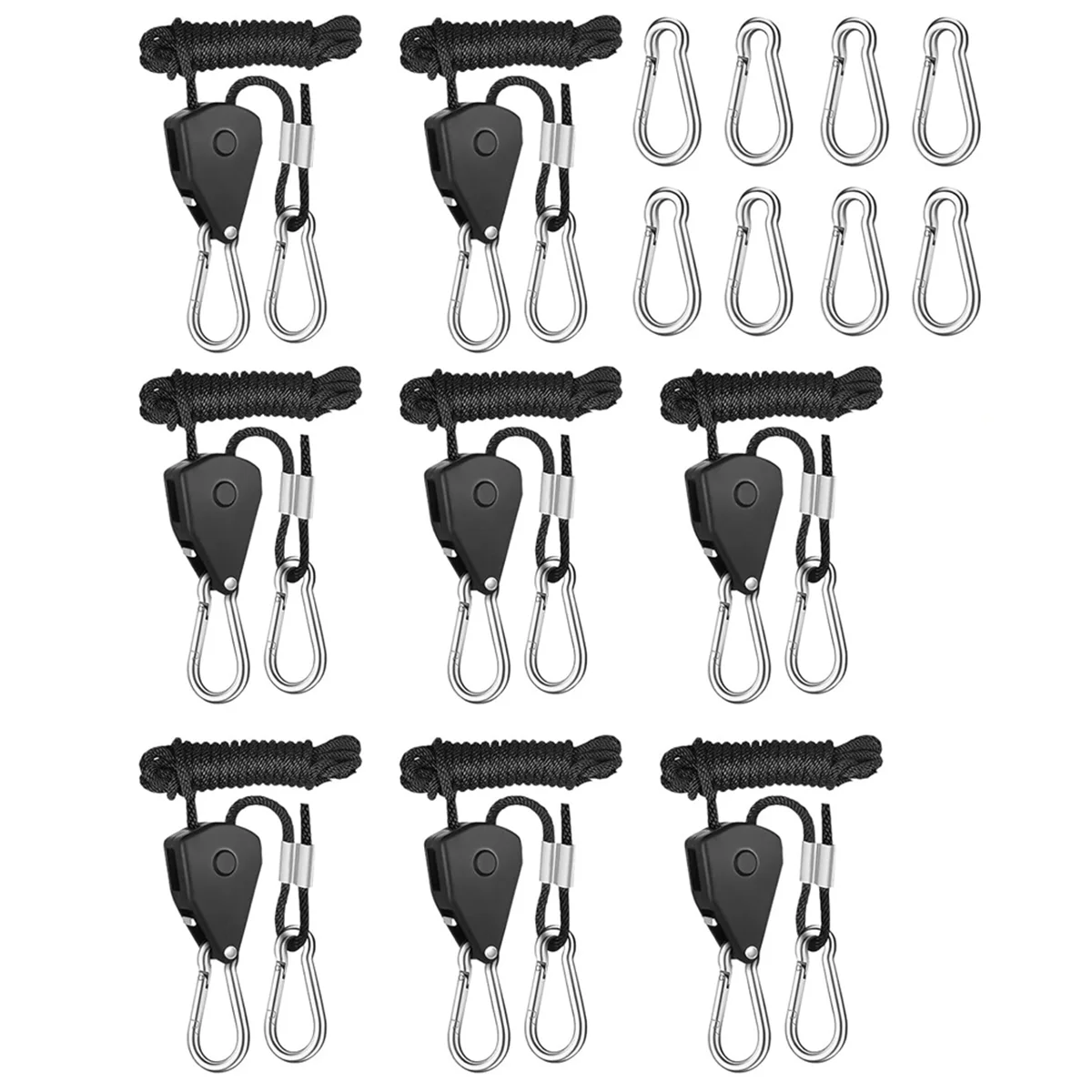 

8pack Ratchet Hangers, Adjustable Rope Hanger, Ratchet Rope, Pull Ratchet Hook, Adjustable Rope Hook, 2M, 1/8 Inch