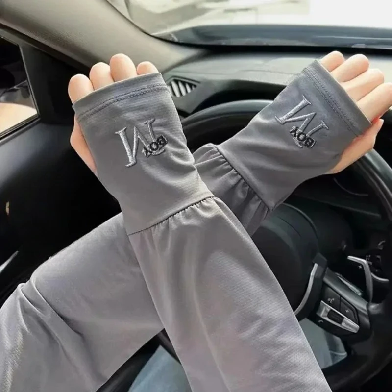 

New 1 Pair Mens Ice Arm Sleeves Sunscreen Elastic Driving Gloves Outdoor UV Protection Arm Cover Sleeves Lightweight Cool Muff