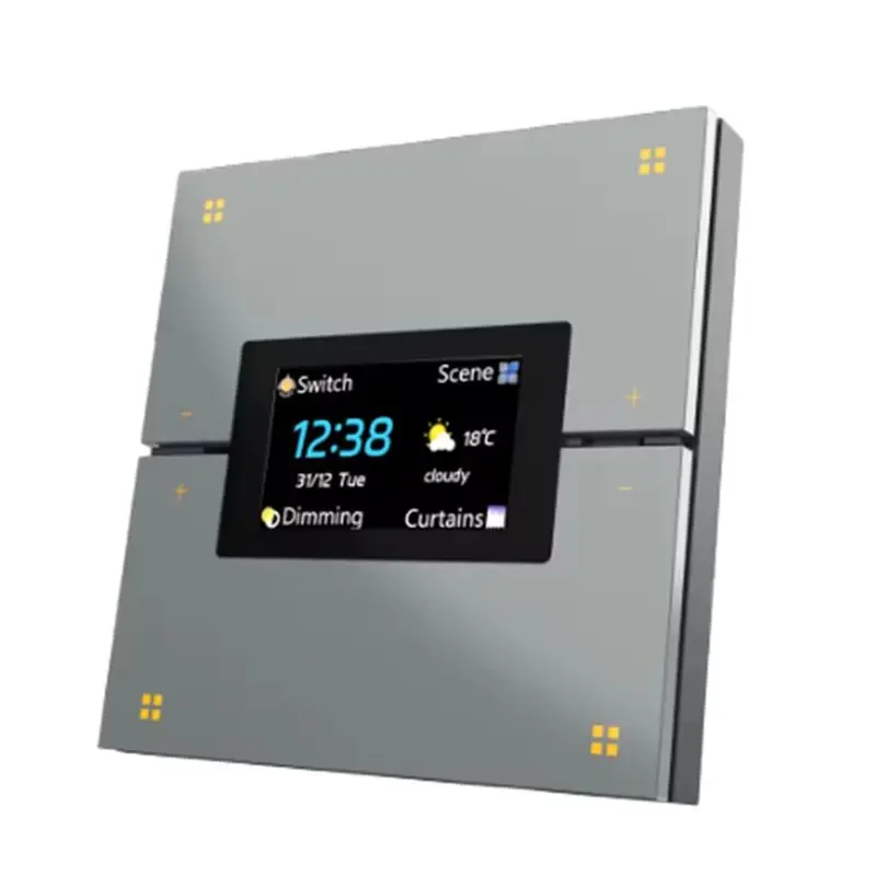 Leading-Wireless Zigbee Dimming Switch Tuya Smart Multifunctional Central Control Panel For Automated Lighting In Grey