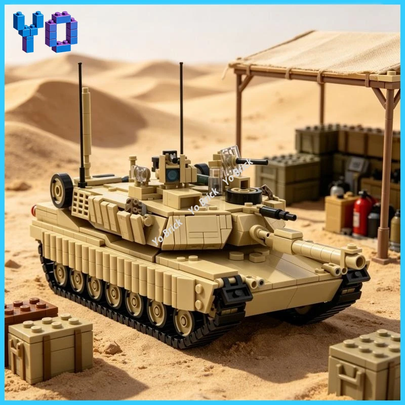 

M1A2 Abrams SEP TUSK V2 Armored Tank MOC Bricks Modern Combat Military Vehicle Model Building Blocks Collection