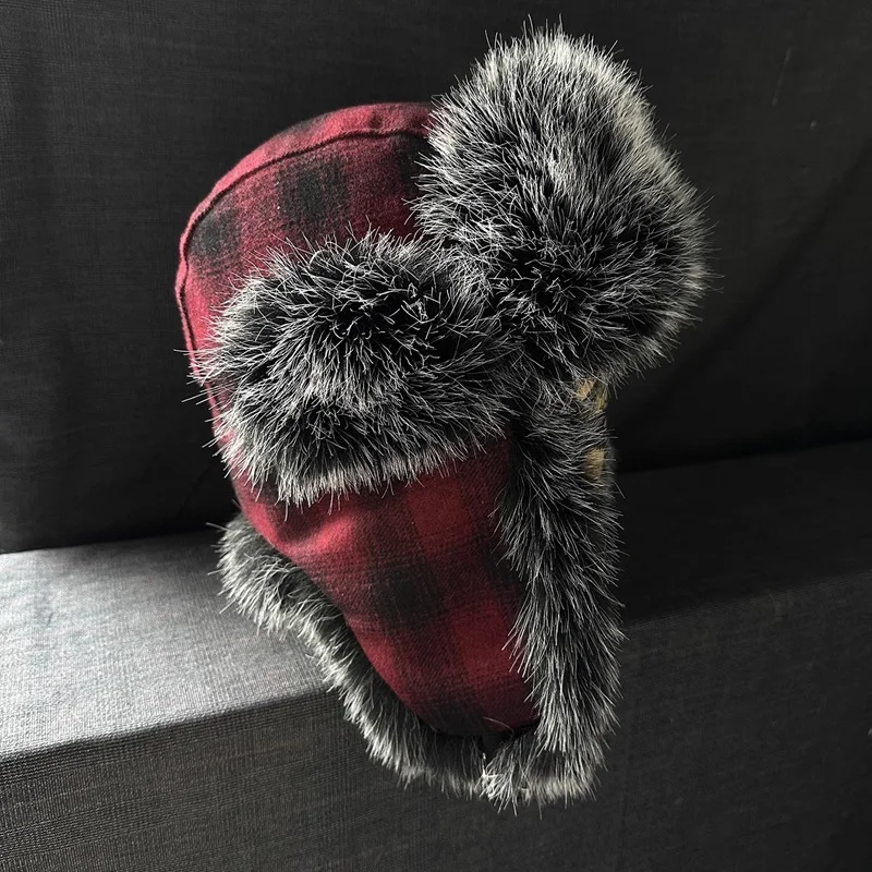 Unisex Winter Trapper Hat， Imitation Fox Fur Cold Proof Keep Warm Hat with Ear Flaps