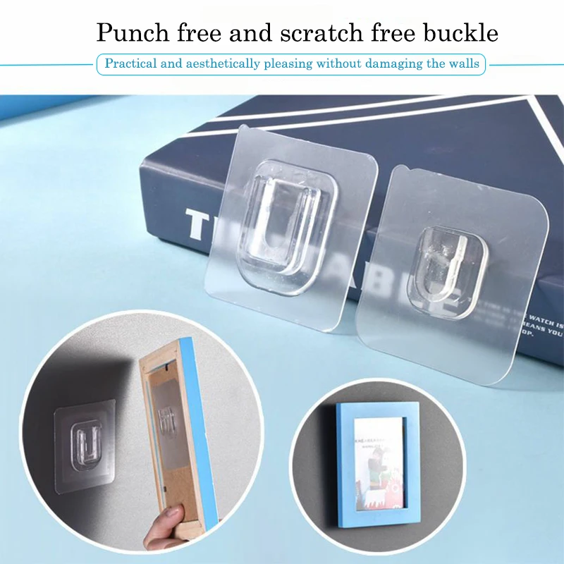 Non Perforated Hook Double-sided Strong Adhesive Wall Buckle Router Holder Transparent Wall Hanging Household Storage Rack