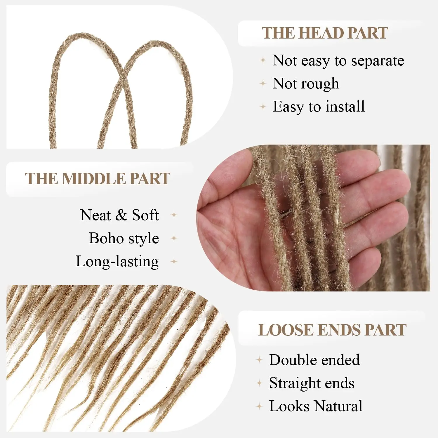 Double Ended Dread lock Extensions 24 Zoll de Dread lock Boho Style Häkeln Flechten Haar verlängerungen für Frauen