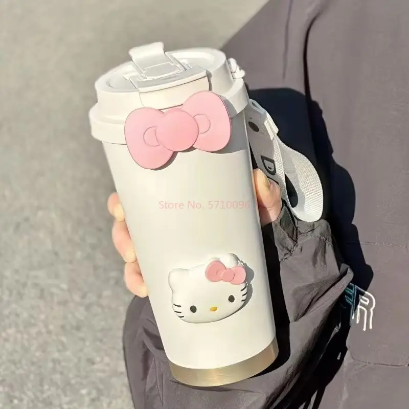 Water Cup Insulated Cup Hello Kitty Girl New Cold Insulation Coffee Cup Stainless Steel High Beauty Student Portable Straw Cup