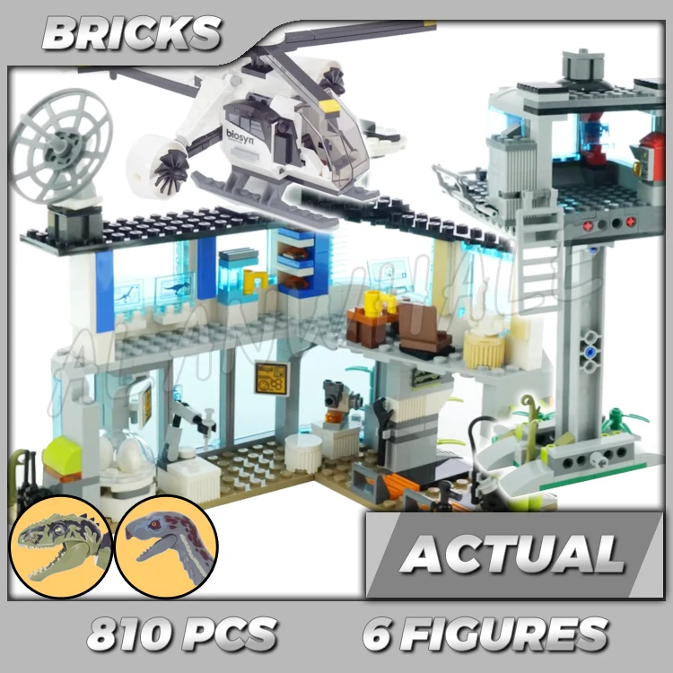 810pcs Jurassic World Giganotosaurus Therizinosaurus Attack Observation Tower 86949 Building Kits Toys Compatible With Bricks