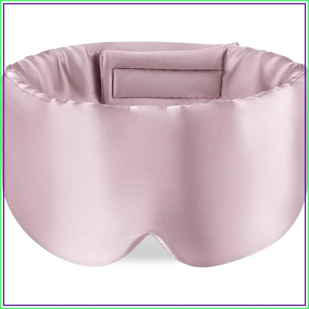 

100% Mulberry Silk Sleep Mask, Full Size Blindfold for Total Blackout, Adjustable Headband for Men & Women, Light Plum