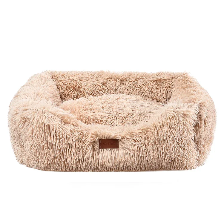 

A Anti-slip Long Fur Removable Calming Anti-Anxiety Pet Soft Dog Beds